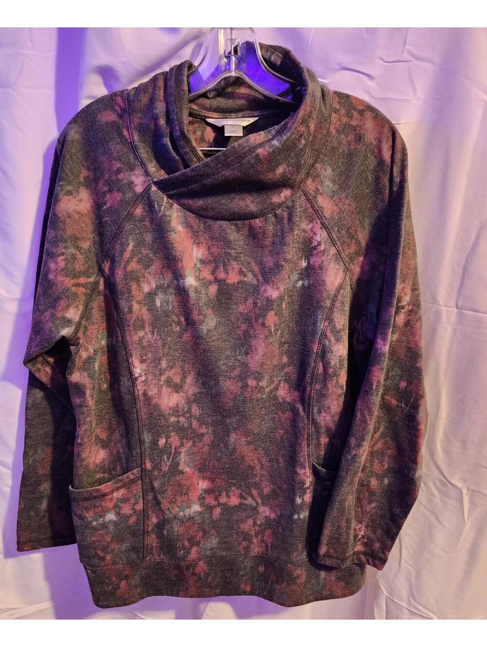 Christopher & Banks tie dye cowl neck sweater with pockets. Womens Size XL